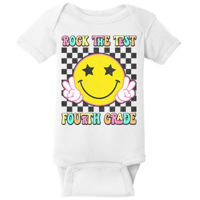 Rock The Staar Test Testing Day Smile Face Groovy Teacher  Baby Bodysuit