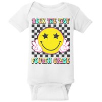 Rock The Staar Test Testing Day Smile Face Groovy Teacher  Baby Bodysuit