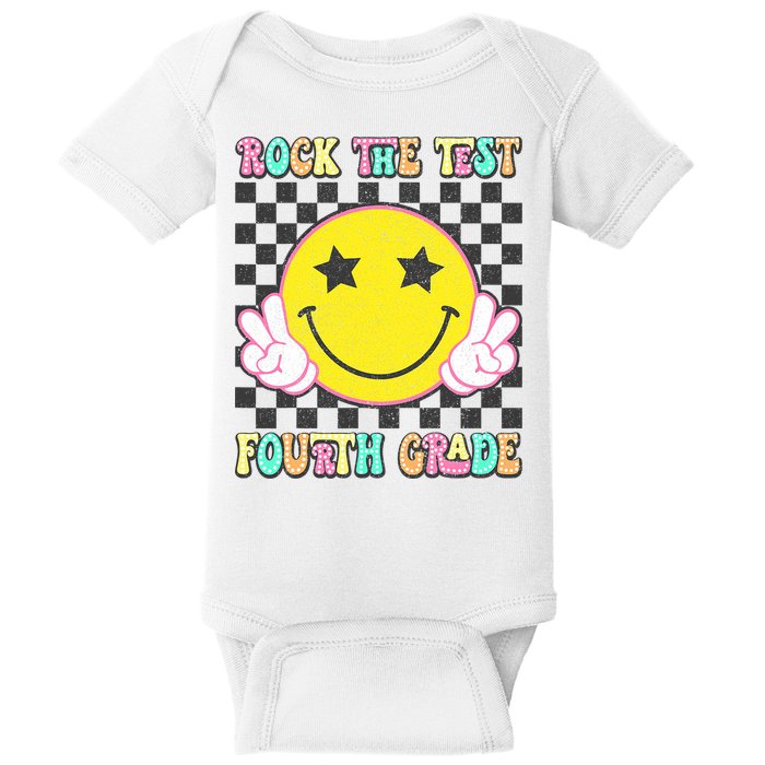 Rock The Staar Test Testing Day Smile Face Groovy Teacher  Baby Bodysuit