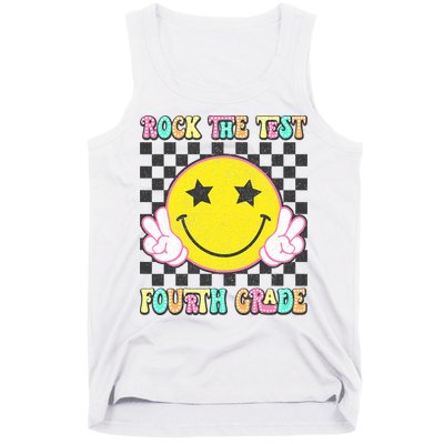 Rock The Staar Test Testing Day Smile Face Groovy Teacher  Tank Top