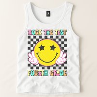 Rock The Staar Test Testing Day Smile Face Groovy Teacher  Tank Top