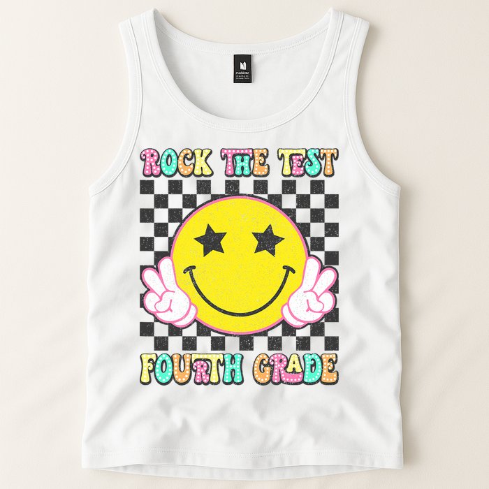 Rock The Staar Test Testing Day Smile Face Groovy Teacher  Tank Top