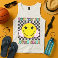 Rock The Staar Test Testing Day Smile Face Groovy Teacher  Tank Top