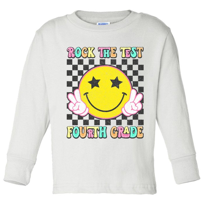 Rock The Staar Test Testing Day Smile Face Groovy Teacher  Toddler Long Sleeve Shirt