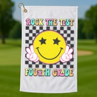 Rock The Staar Test Testing Day Smile Face Groovy Teacher  Golf Towel