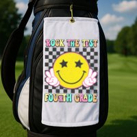 Rock The Staar Test Testing Day Smile Face Groovy Teacher  Golf Towel