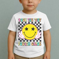 Rock The Staar Test Testing Day Smile Face Groovy Teacher  Toddler T-Shirt