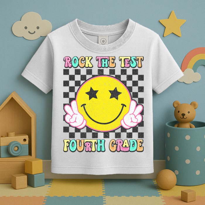 Rock The Staar Test Testing Day Smile Face Groovy Teacher  Toddler T-Shirt