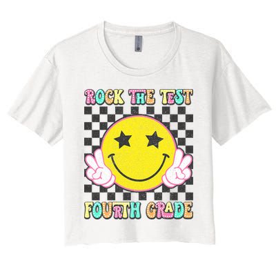 Rock The Staar Test Testing Day Smile Face Groovy Teacher  Crop Top