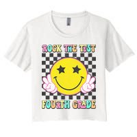 Rock The Staar Test Testing Day Smile Face Groovy Teacher  Crop Top