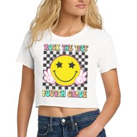 Rock The Staar Test Testing Day Smile Face Groovy Teacher  Crop Top