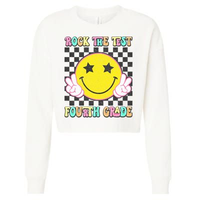 Rock The Staar Test Testing Day Smile Face Groovy Teacher  Cropped Pullover Crew