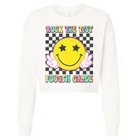 Rock The Staar Test Testing Day Smile Face Groovy Teacher  Cropped Pullover Crew