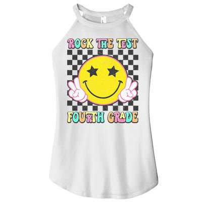 Rock The Staar Test Testing Day Smile Face Groovy Teacher  Women's Perfect Tri Rocker Tank