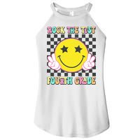 Rock The Staar Test Testing Day Smile Face Groovy Teacher  Women's Perfect Tri Rocker Tank