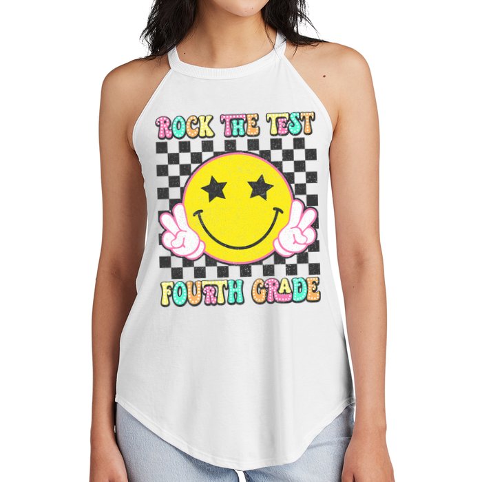 Rock The Staar Test Testing Day Smile Face Groovy Teacher  Women's Perfect Tri Rocker Tank
