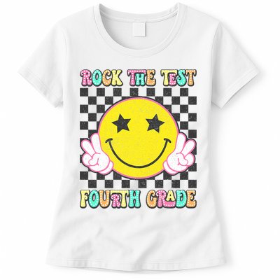 Rock The Staar Test Testing Day Smile Face Groovy Teacher  Womens T-Shirt