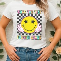 Rock The Staar Test Testing Day Smile Face Groovy Teacher  Womens T-Shirt