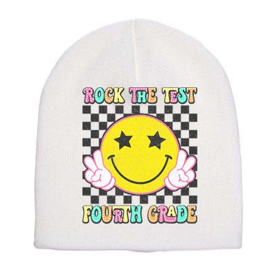 Rock The Staar Test Testing Day Smile Face Groovy Teacher  Short Acrylic Beanie