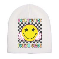 Rock The Staar Test Testing Day Smile Face Groovy Teacher  Short Acrylic Beanie
