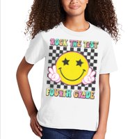 Rock The Staar Test Testing Day Smile Face Groovy Teacher  Kids T-Shirt