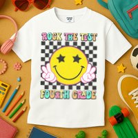 Rock The Staar Test Testing Day Smile Face Groovy Teacher  Kids T-Shirt
