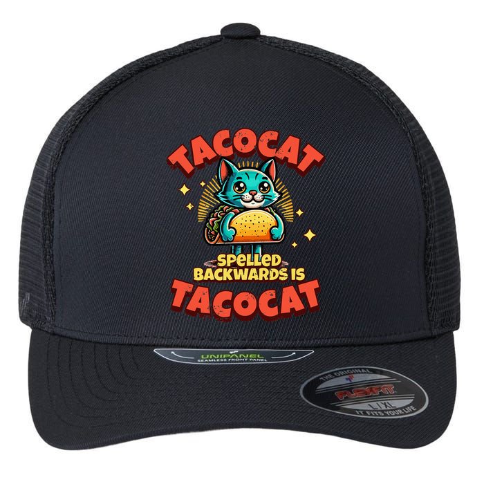 Retro Tacocat Spelled Backwards Is Taco Cat Flexfit Unipanel Trucker Cap