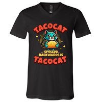 Retro Tacocat Spelled Backwards Is Taco Cat V-Neck T-Shirt