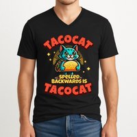 Retro Tacocat Spelled Backwards Is Taco Cat V-Neck T-Shirt