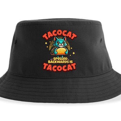 Retro Tacocat Spelled Backwards Is Taco Cat Sustainable Bucket Hat