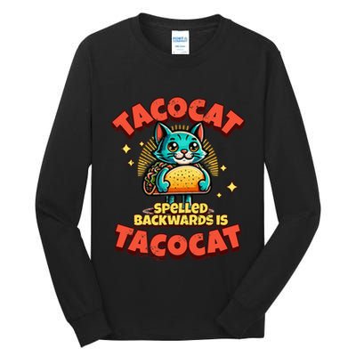 Retro Tacocat Spelled Backwards Is Taco Cat Tall Long Sleeve T-Shirt