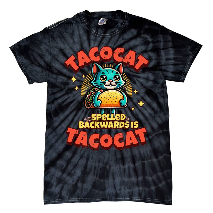 Retro Tacocat Spelled Backwards Is Taco Cat Tie-Dye T-Shirt