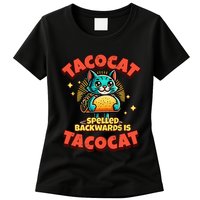 Retro Tacocat Spelled Backwards Is Taco Cat Womens T-Shirt