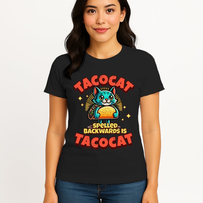 Retro Tacocat Spelled Backwards Is Taco Cat Womens T-Shirt
