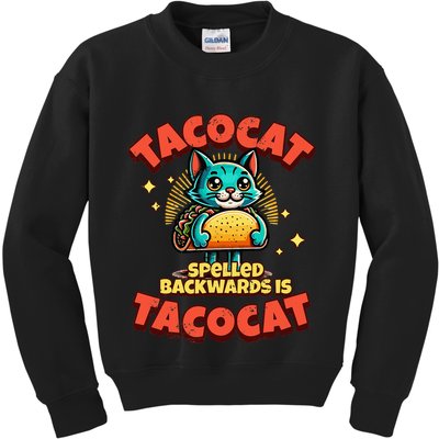 Retro Tacocat Spelled Backwards Is Taco Cat Kids Sweatshirt