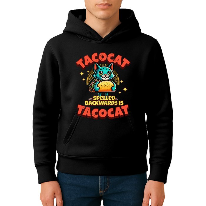 Retro Tacocat Spelled Backwards Is Taco Cat Kids Hoodie
