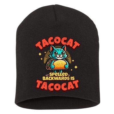 Retro Tacocat Spelled Backwards Is Taco Cat Short Acrylic Beanie