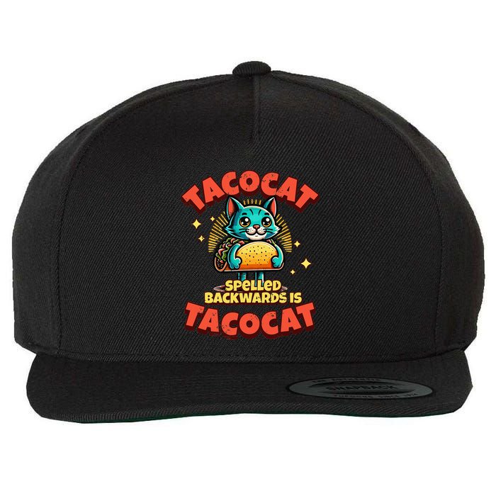 Retro Tacocat Spelled Backwards Is Taco Cat Wool Snapback Cap
