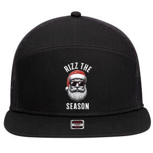 Rizz The Season Christmas Funny Santa 7 Panel Mesh Trucker Snapback Hat