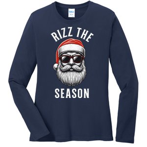 Rizz The Season Christmas Funny Santa Ladies Long Sleeve Shirt