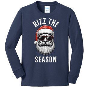 Rizz The Season Christmas Funny Santa Kids Long Sleeve Shirt