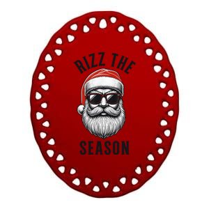 Rizz The Season Christmas Funny Santa Ceramic Oval Ornament