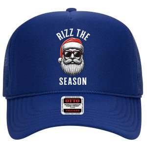 Rizz The Season Christmas Funny Santa High Crown Mesh Back Trucker Hat