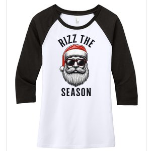 Rizz The Season Christmas Funny Santa Women's Tri-Blend 3/4-Sleeve Raglan Shirt