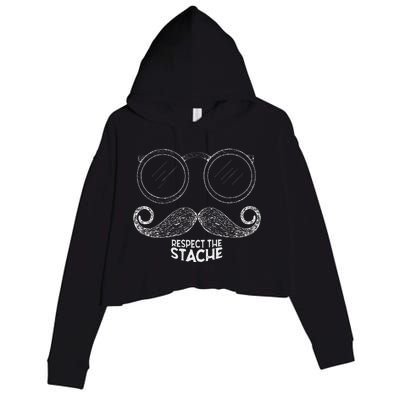 Respect the Stache vintage Mustache Crop Fleece Hoodie