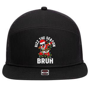 Rizz The Season Bruh Christmas Santa Claus Rizzler 7 Panel Mesh Trucker Snapback Hat