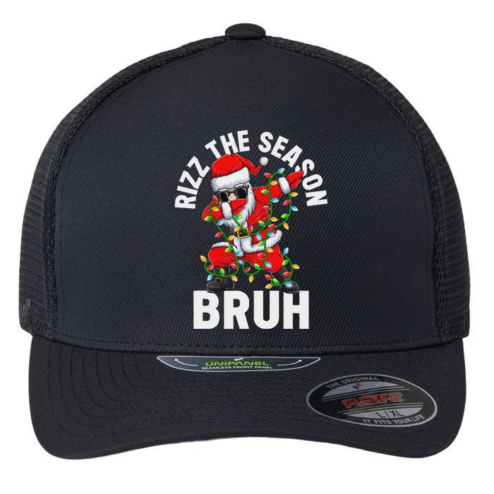 Rizz The Season Bruh Christmas Santa Claus Rizzler Flexfit Unipanel Trucker Cap