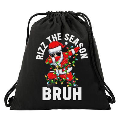 Rizz The Season Bruh Christmas Santa Claus Rizzler Drawstring Bag