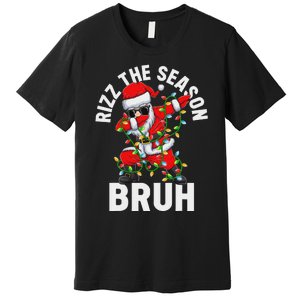 Rizz The Season Bruh Christmas Santa Claus Rizzler Premium T-Shirt