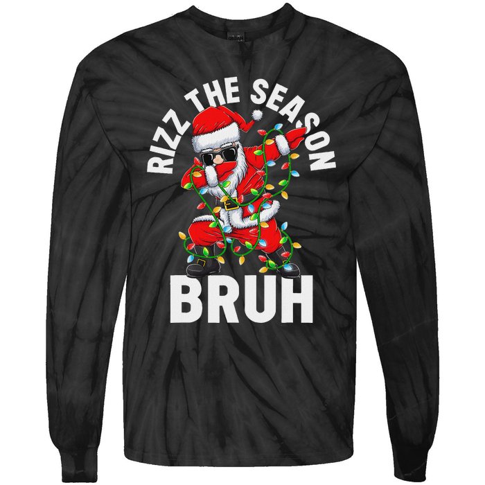 Rizz The Season Bruh Christmas Santa Claus Rizzler Tie-Dye Long Sleeve Shirt